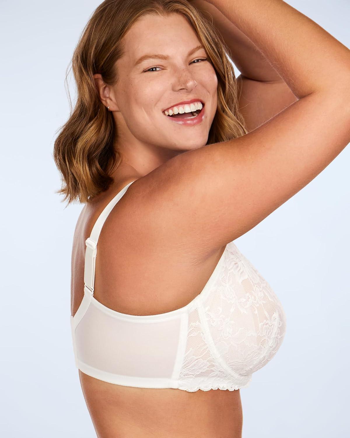imageHSIA Minimizer Bras for Women Full Coverage Unlined Lace Sexy Plus Size Underwire Bra for Large BreastsWhite