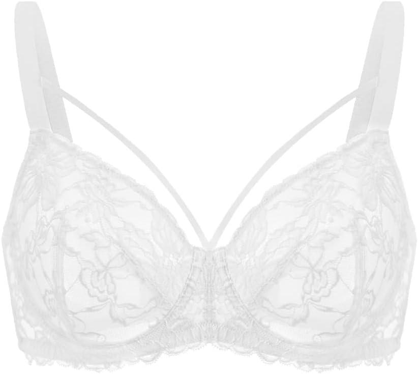imageHSIA Minimizer Bras for Women Full Coverage Unlined Lace Sexy Plus Size Underwire Bra for Large BreastsWhite