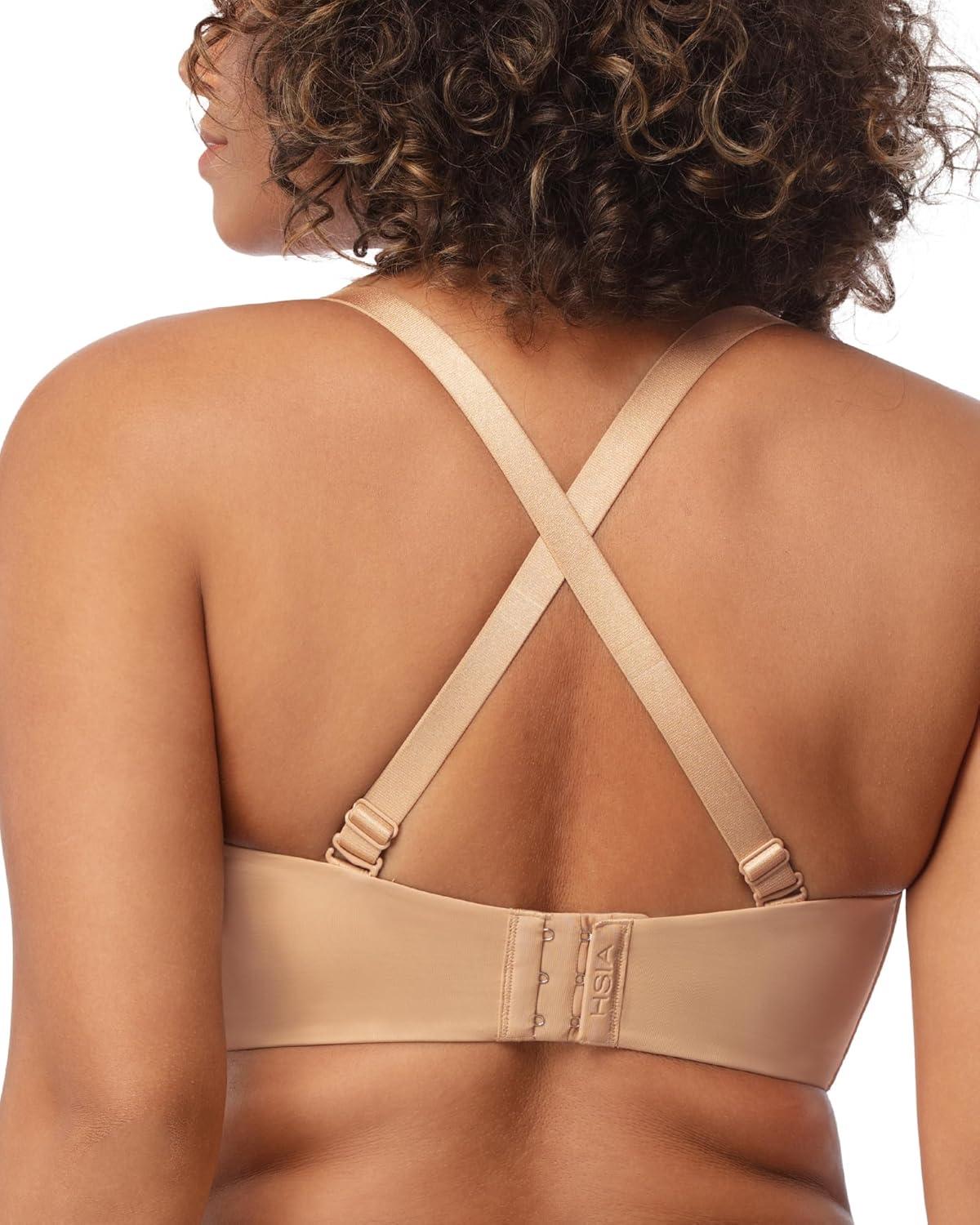 imageHSIA Strapless Bra for Big Bust Women Plus Size Full Coverage Bandeau Fiery Bra AntiSlip Underwire Support for Large BreastBeige