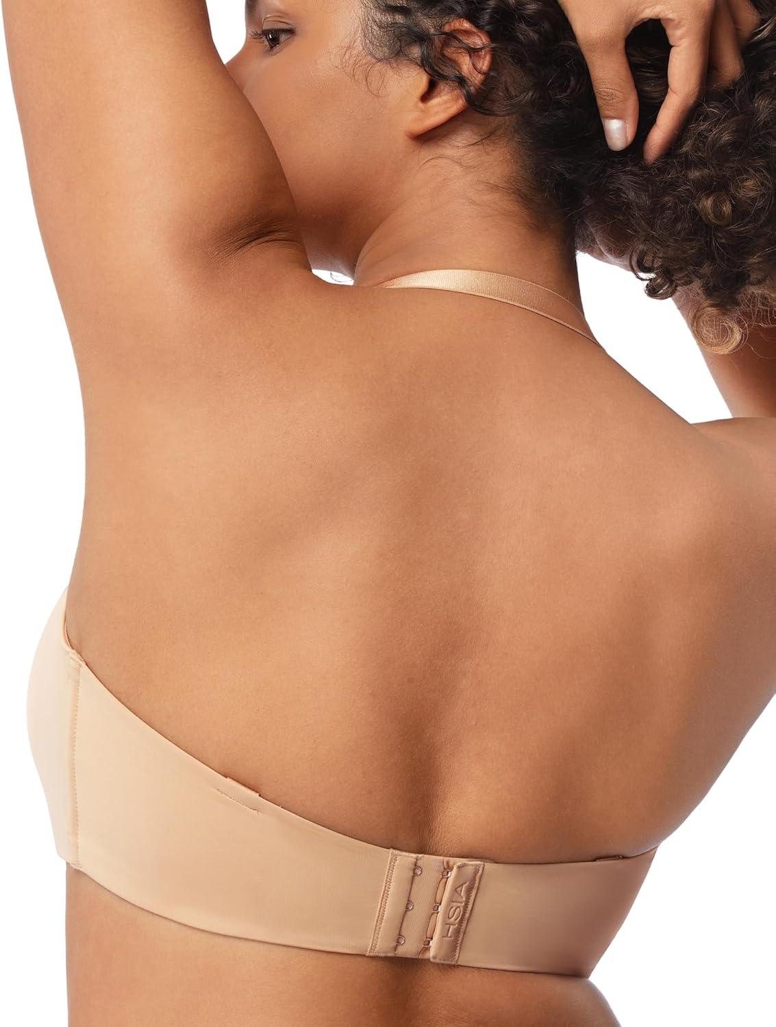 imageHSIA Strapless Bra for Big Bust Women Plus Size Full Coverage Bandeau Fiery Bra AntiSlip Underwire Support for Large BreastBeige