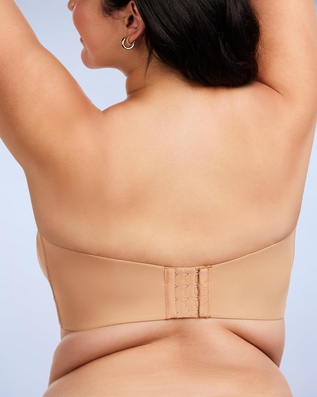 imageHSIA Strapless Bra for Big Bust Women Plus Size Full Coverage Bandeau Fiery Bra AntiSlip Underwire Support for Large BreastDark Beige