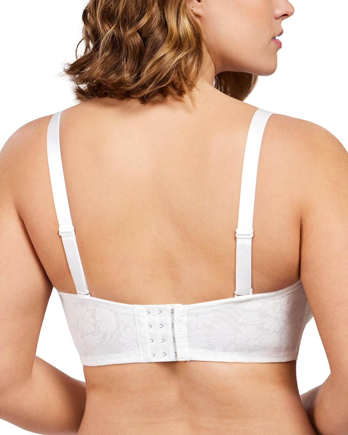 imageHSIA Strapless Bra for Big Bust Women Plus Size Full Coverage Bandeau Fiery Bra AntiSlip Underwire Support for Large BreastLace White