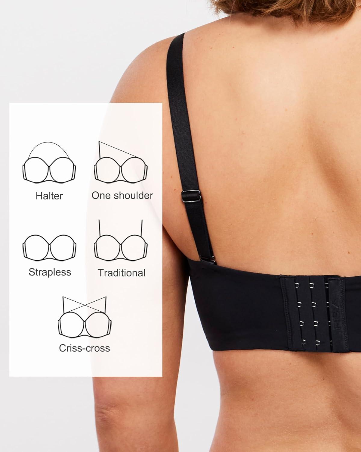 imageHSIA Strapless Bra for Big Bust Women Plus Size Full Coverage Bandeau Fiery Bra AntiSlip Underwire Support for Large BreastLight Black