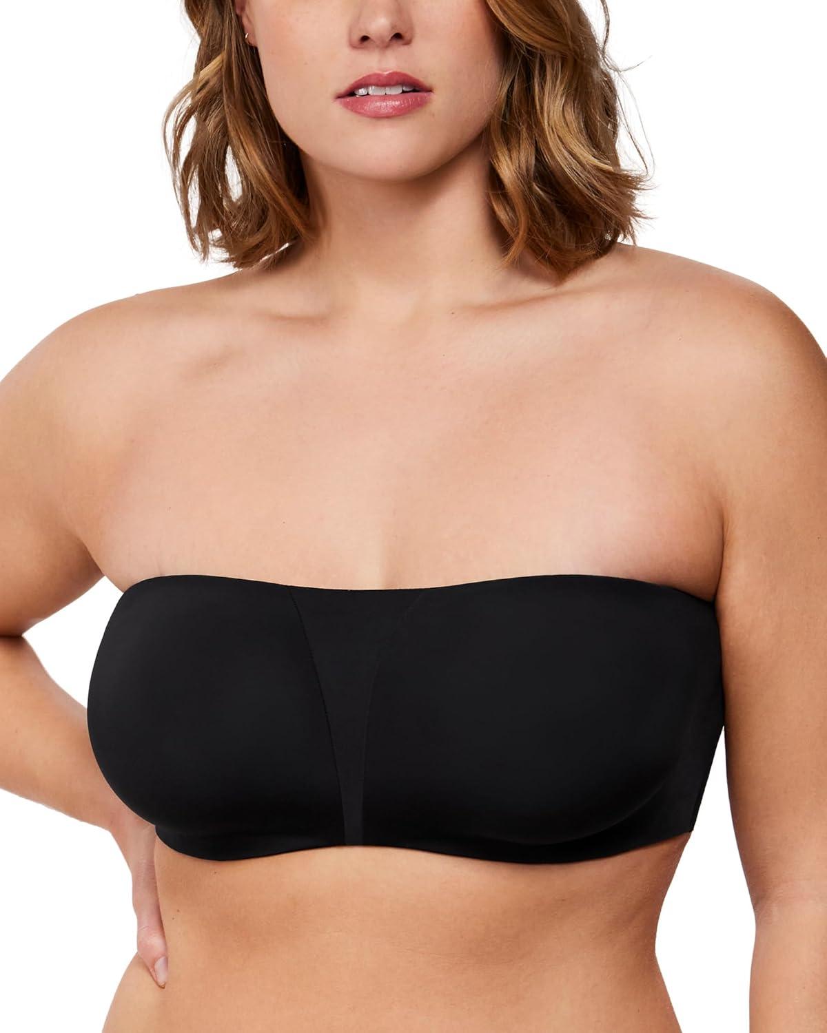 imageHSIA Strapless Bra for Big Bust Women Plus Size Full Coverage Bandeau Fiery Bra AntiSlip Underwire Support for Large BreastLight Black
