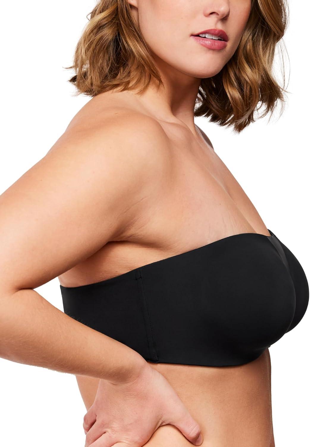 imageHSIA Strapless Bra for Big Bust Women Plus Size Full Coverage Bandeau Fiery Bra AntiSlip Underwire Support for Large BreastLight Black