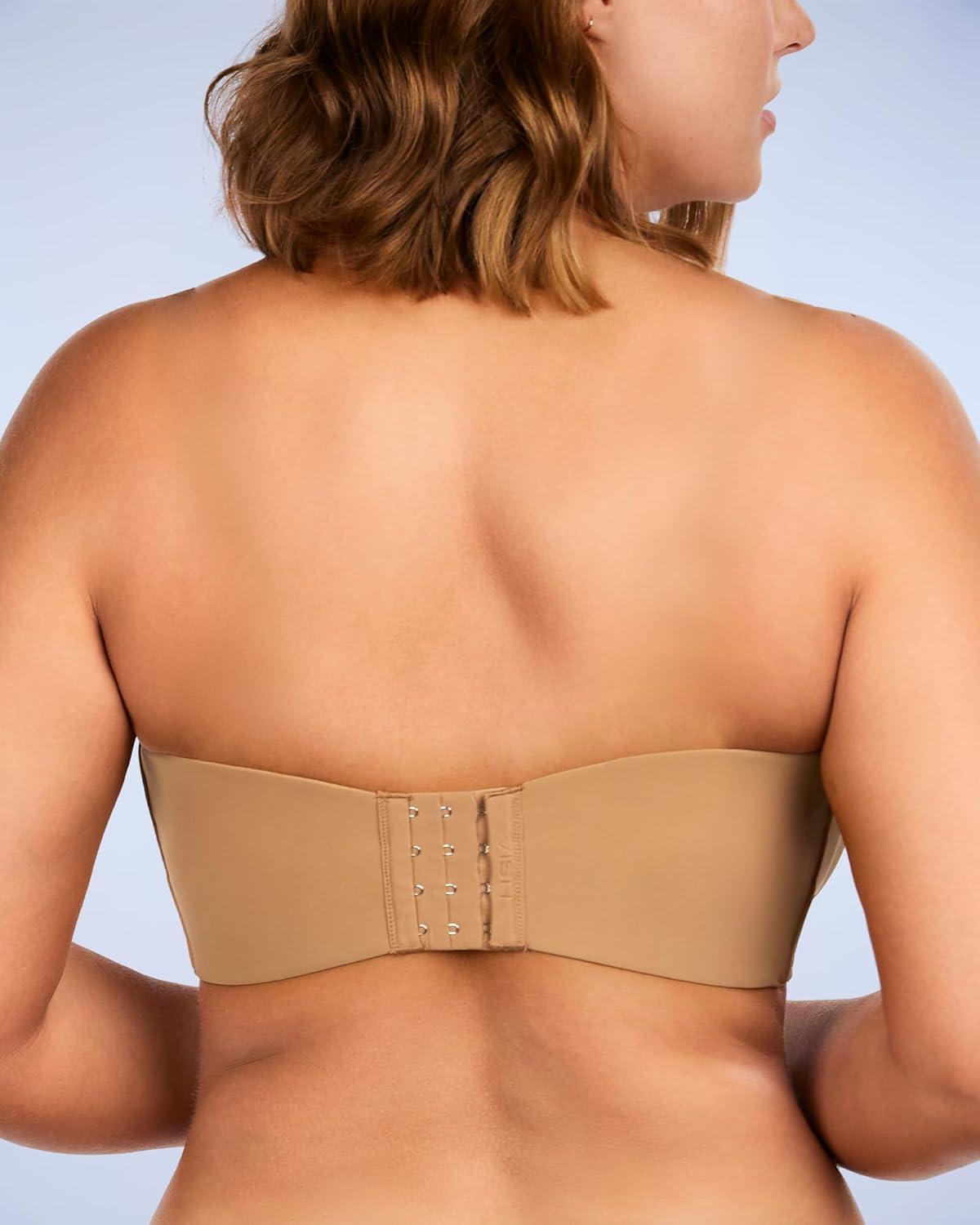 imageHSIA Strapless Bra for Big Bust Women Plus Size Full Coverage Bandeau Fiery Bra AntiSlip Underwire Support for Large BreastMacaroon Brown