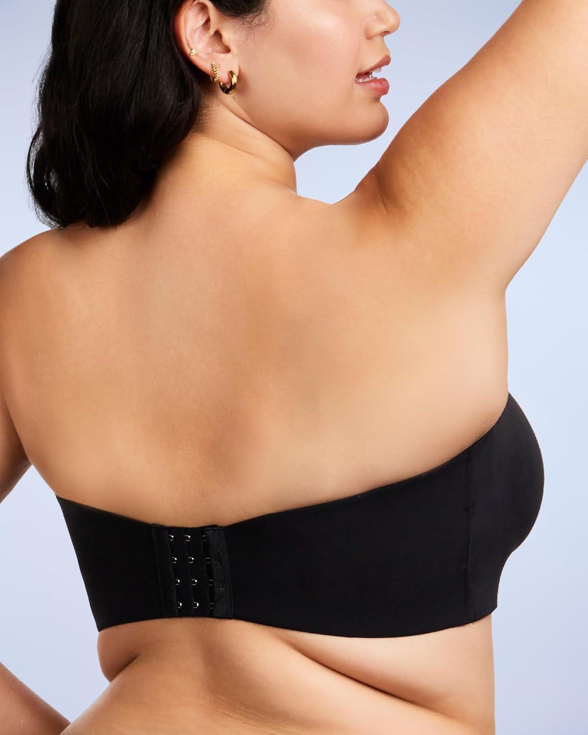 imageHSIA Strapless Bra for Big Bust Women Plus Size Full Coverage Bandeau Fiery Bra AntiSlip Underwire Support for Large BreastMidnight Black