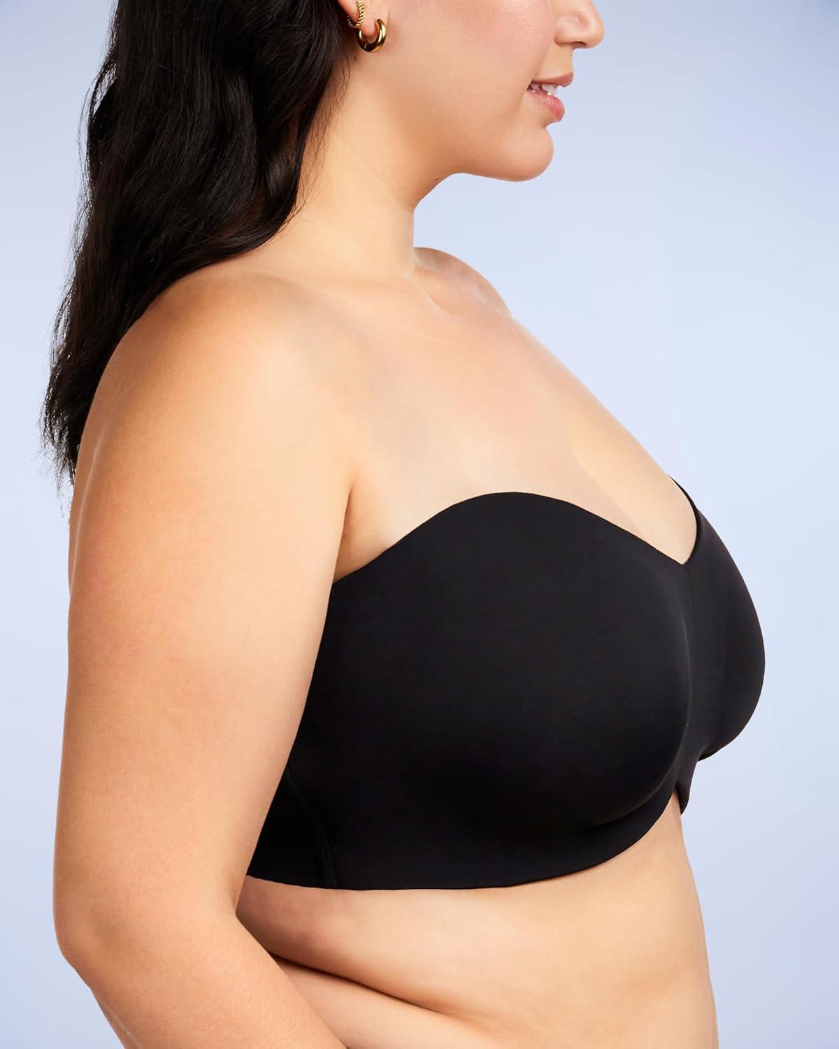 imageHSIA Strapless Bra for Big Bust Women Plus Size Full Coverage Bandeau Fiery Bra AntiSlip Underwire Support for Large BreastMidnight Black
