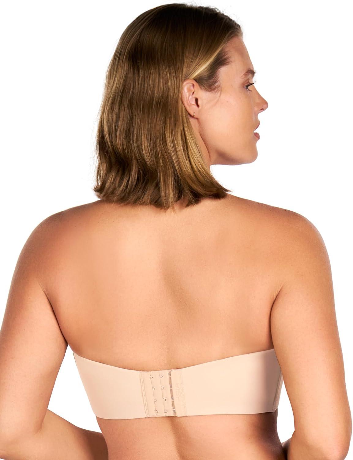 imageHSIA Strapless Bra for Big Bust Women Plus Size Full Coverage Bandeau Fiery Bra AntiSlip Underwire Support for Large BreastSand