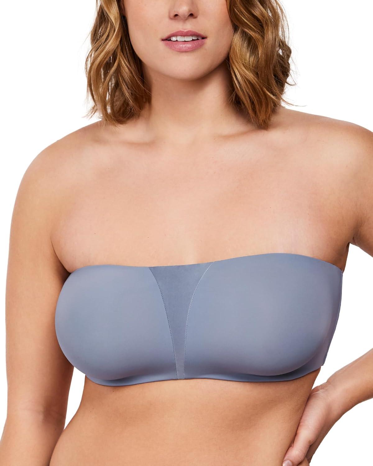 imageHSIA Strapless Bra for Big Bust Women Plus Size Full Coverage Bandeau Fiery Bra AntiSlip Underwire Support for Large BreastSmoke Blue