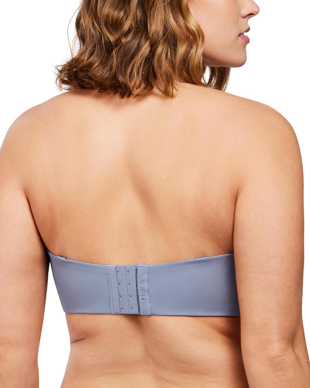 imageHSIA Strapless Bra for Big Bust Women Plus Size Full Coverage Bandeau Fiery Bra AntiSlip Underwire Support for Large BreastSmoke Blue