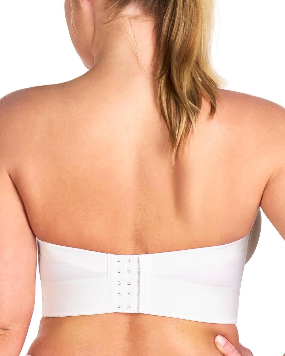 imageHSIA Strapless Bras for Women Longline Bandeau for Large Bust Plus Size Supportive Corset Non Slip Convertible BustierWhite
