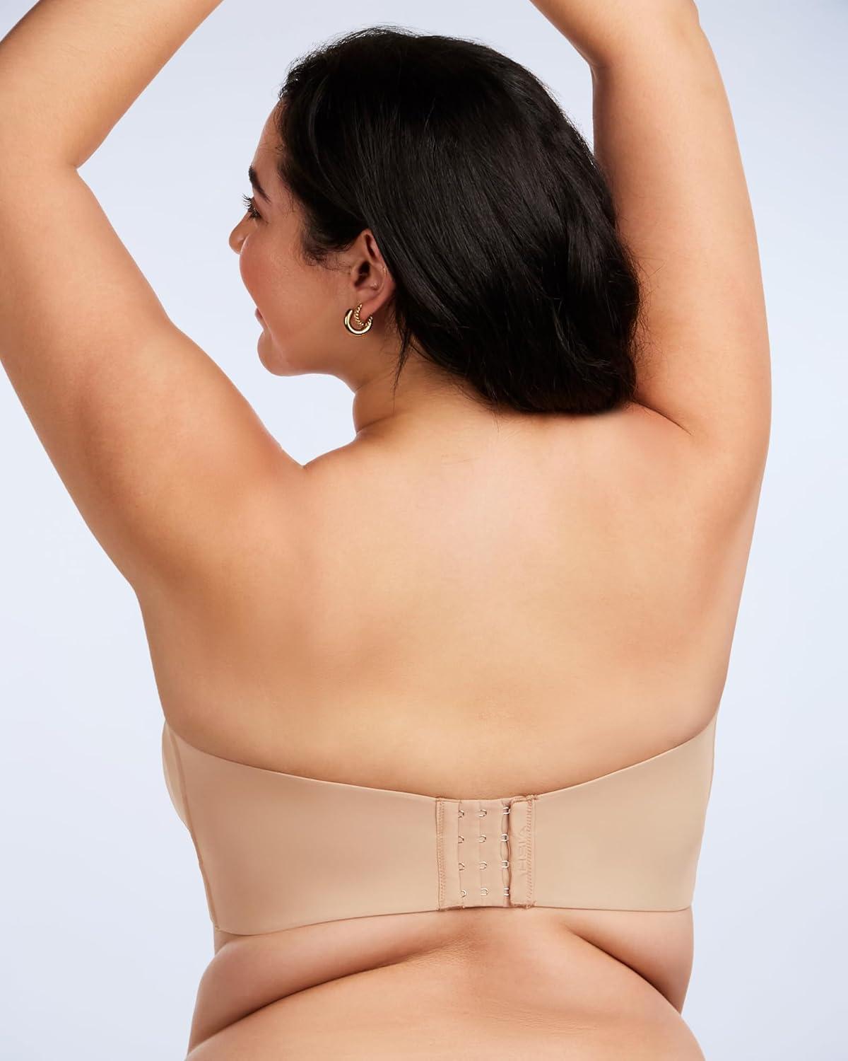 imageHSIA Strapless Bras for Women Plus Size Bra with Underwire Lightly Lined Convertible Bandeau Bra for Big Large Busted