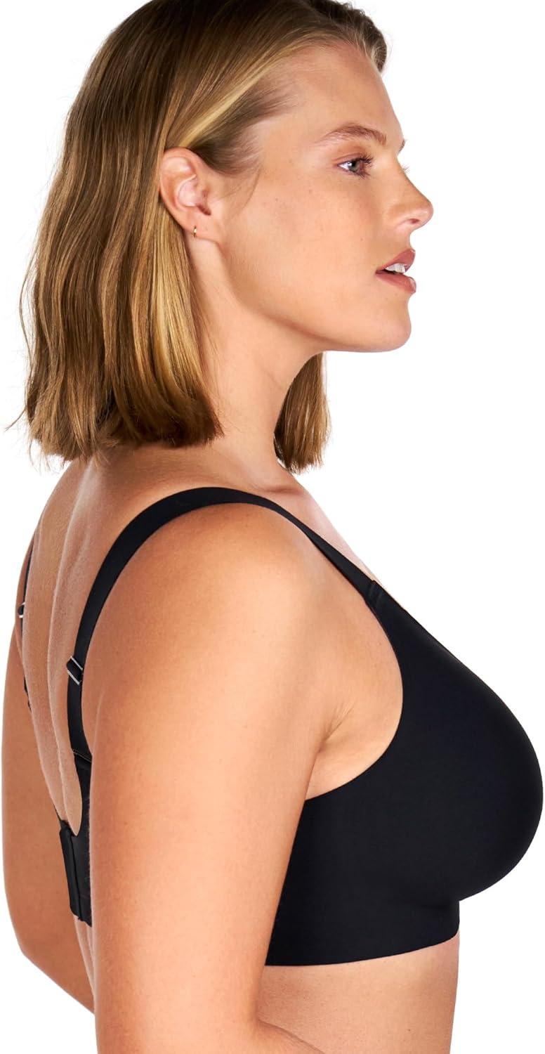 imageHSIA Womens Seamless Wireless Bras with Support and Lift No Underwire Supportive Bras with Back Smoothing Full Coverage Mesh BralettesBlack L