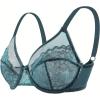 imageHSIA Minimizer Bras for Women Enchante Full Coverage Underwire Bras Plus Size Lifting Floral Lace Bra for Heavy BreastBalsam Blue