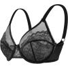 imageHSIA Minimizer Bras for Women Enchante Full Coverage Underwire Bras Plus Size Lifting Floral Lace Bra for Heavy BreastBlack