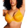 imageHSIA Minimizer Bras for Women Enchante Full Coverage Underwire Bras Plus Size Lifting Floral Lace Bra for Heavy BreastCadmium Yellow