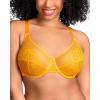 imageHSIA Minimizer Bras for Women Enchante Full Coverage Underwire Bras Plus Size Lifting Floral Lace Bra for Heavy BreastCadmium Yellow