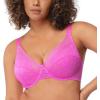 imageHSIA Minimizer Bras for Women Enchante Full Coverage Underwire Bras Plus Size Lifting Floral Lace Bra for Heavy BreastHot Pink