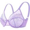 imageHSIA Minimizer Bras for Women Enchante Full Coverage Underwire Bras Plus Size Lifting Floral Lace Bra for Heavy BreastPurple