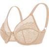 imageHSIA Minimizer Bras for Women Enchante Full Coverage Underwire Bras Plus Size Lifting Floral Lace Bra for Heavy BreastWarm Beige