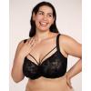 imageHSIA Minimizer Bras for Women Full Coverage Unlined Lace Sexy Plus Size Underwire Bra for Large BreastsBlack