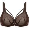 imageHSIA Minimizer Bras for Women Full Coverage Unlined Lace Sexy Plus Size Underwire Bra for Large BreastsDark Brown
