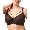 imageHSIA Minimizer Bras for Women Full Coverage Unlined Lace Sexy Plus Size Underwire Bra for Large BreastsDark Brown