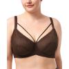 imageHSIA Minimizer Bras for Women Full Coverage Unlined Lace Sexy Plus Size Underwire Bra for Large BreastsDark Brown