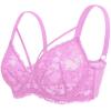 imageHSIA Minimizer Bras for Women Full Coverage Unlined Lace Sexy Plus Size Underwire Bra for Large BreastsPink Purple