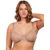 imageHSIA Minimizer Bras for Women Full Coverage Unlined Lace Sexy Plus Size Underwire Bra for Large BreastsTaupe Beige