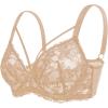 imageHSIA Minimizer Bras for Women Full Coverage Unlined Lace Sexy Plus Size Underwire Bra for Large BreastsTaupe Beige