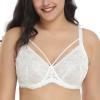 imageHSIA Minimizer Bras for Women Full Coverage Unlined Lace Sexy Plus Size Underwire Bra for Large BreastsWhite