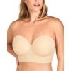 imageHSIA Strapless Bras for Women Longline Bandeau for Large Bust Plus Size Supportive Corset Non Slip Convertible BustierBeige
