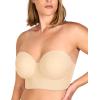 imageHSIA Strapless Bras for Women Longline Bandeau for Large Bust Plus Size Supportive Corset Non Slip Convertible BustierBeige
