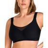 imageHSIA Womens Seamless Wireless Bras with Support and Lift No Underwire Supportive Bras with Back Smoothing Full Coverage Mesh BralettesBlack L