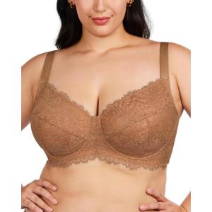 imageHSIA Minimizer Bra for Women  Plus Size Full Coverage Lace Bra with Underwire Non PaddedCoffee