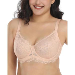 imageHSIA Minimizer Bra for Women  Plus Size Full Coverage Lace Bra with Underwire Non PaddedRose Cloud