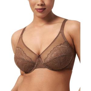 imageHSIA Minimizer Bras for Women Enchante Full Coverage Underwire Bras Plus Size Lifting Floral Lace Bra for Heavy BreastCoffee Brown