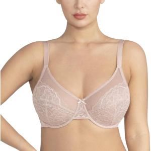 imageHSIA Minimizer Bras for Women Enchante Full Coverage Underwire Bras Plus Size Lifting Floral Lace Bra for Heavy BreastDark Pink