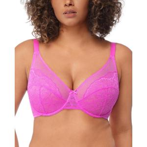 imageHSIA Minimizer Bras for Women Enchante Full Coverage Underwire Bras Plus Size Lifting Floral Lace Bra for Heavy BreastHot Pink