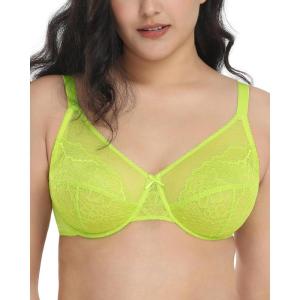 imageHSIA Minimizer Bras for Women Enchante Full Coverage Underwire Bras Plus Size Lifting Floral Lace Bra for Heavy BreastKelly Green