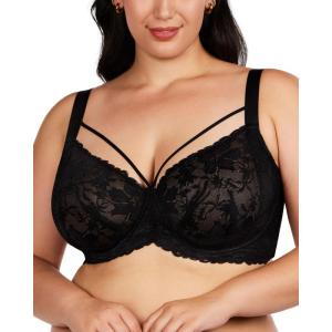 imageHSIA Minimizer Bras for Women Full Coverage Unlined Lace Sexy Plus Size Underwire Bra for Large BreastsBlack