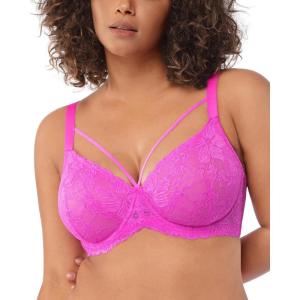 imageHSIA Minimizer Bras for Women Full Coverage Unlined Lace Sexy Plus Size Underwire Bra for Large BreastsHot Pink