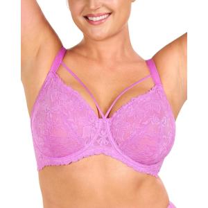 imageHSIA Minimizer Bras for Women Full Coverage Unlined Lace Sexy Plus Size Underwire Bra for Large BreastsPink Purple
