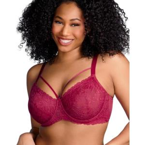 imageHSIA Minimizer Bras for Women Full Coverage Unlined Lace Sexy Plus Size Underwire Bra for Large BreastsRose Red