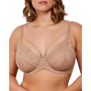 imageHSIA Minimizer Bras for Women Full Coverage Unlined Lace Sexy Plus Size Underwire Bra for Large BreastsTaupe Beige