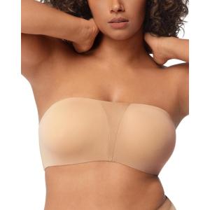 imageHSIA Strapless Bra for Big Bust Women Plus Size Full Coverage Bandeau Fiery Bra AntiSlip Underwire Support for Large BreastBeige