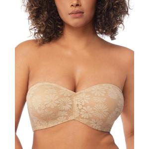 imageHSIA Strapless Bra for Big Bust Women Plus Size Full Coverage Bandeau Fiery Bra AntiSlip Underwire Support for Large BreastLace Natural Nude