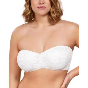 imageHSIA Strapless Bra for Big Bust Women Plus Size Full Coverage Bandeau Fiery Bra AntiSlip Underwire Support for Large BreastLace White